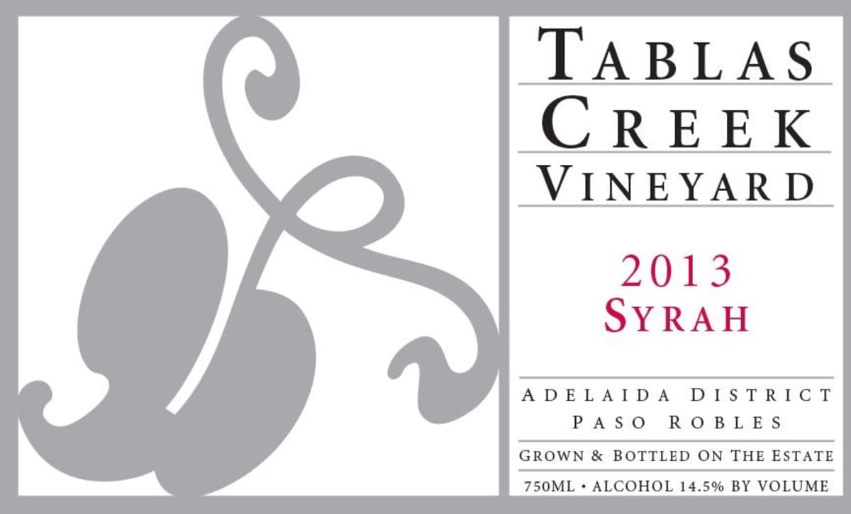 Tablas Creek Syrah 2013 Front Label