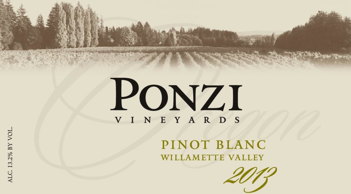 Ponzi Pinot Blanc 2013 Front Label