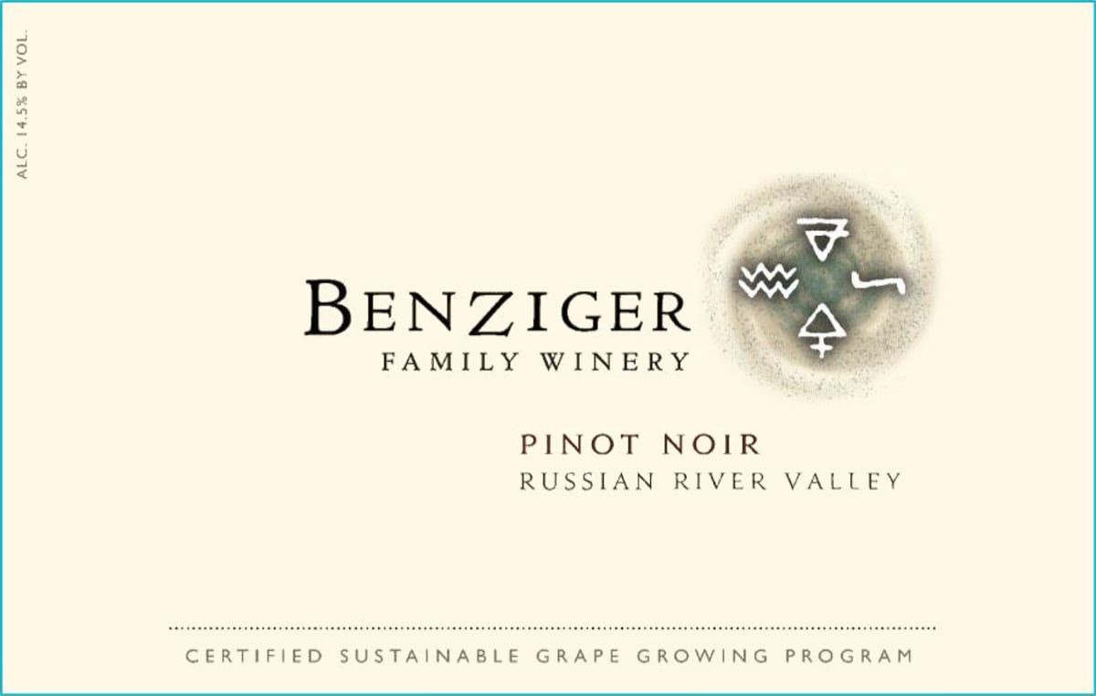 Benziger Russian River Valley Pinot Noir 2013 Front Label