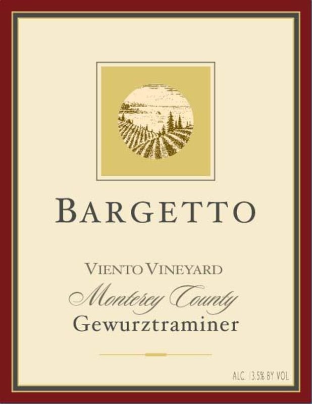 Bargetto Monterey County Gewurztraminer 2014 Front Label