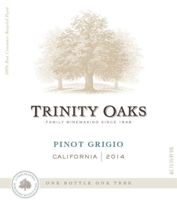 Trinity Oaks Pinot Grigio 2014 Front Label