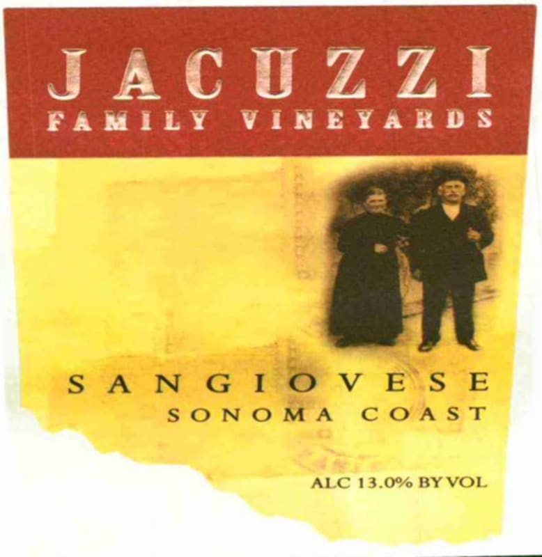 Jacuzzi Sangiovese 2014 Front Label