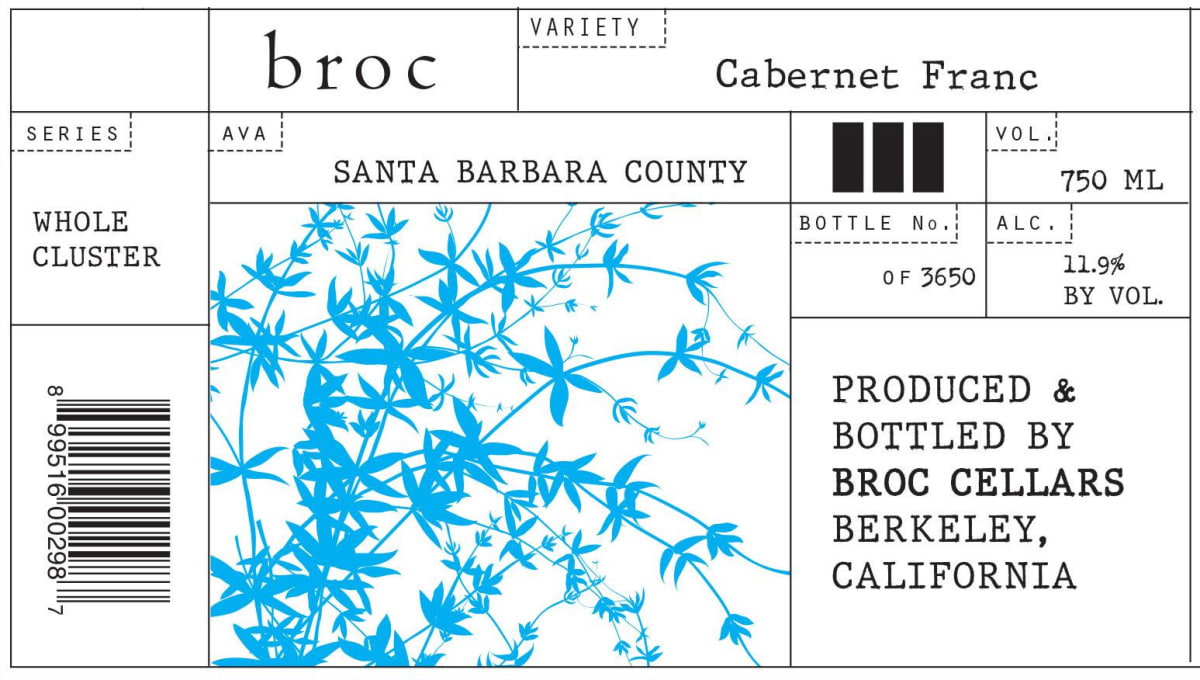 Broc Cellars Cabernet Franc 2014 Front Label