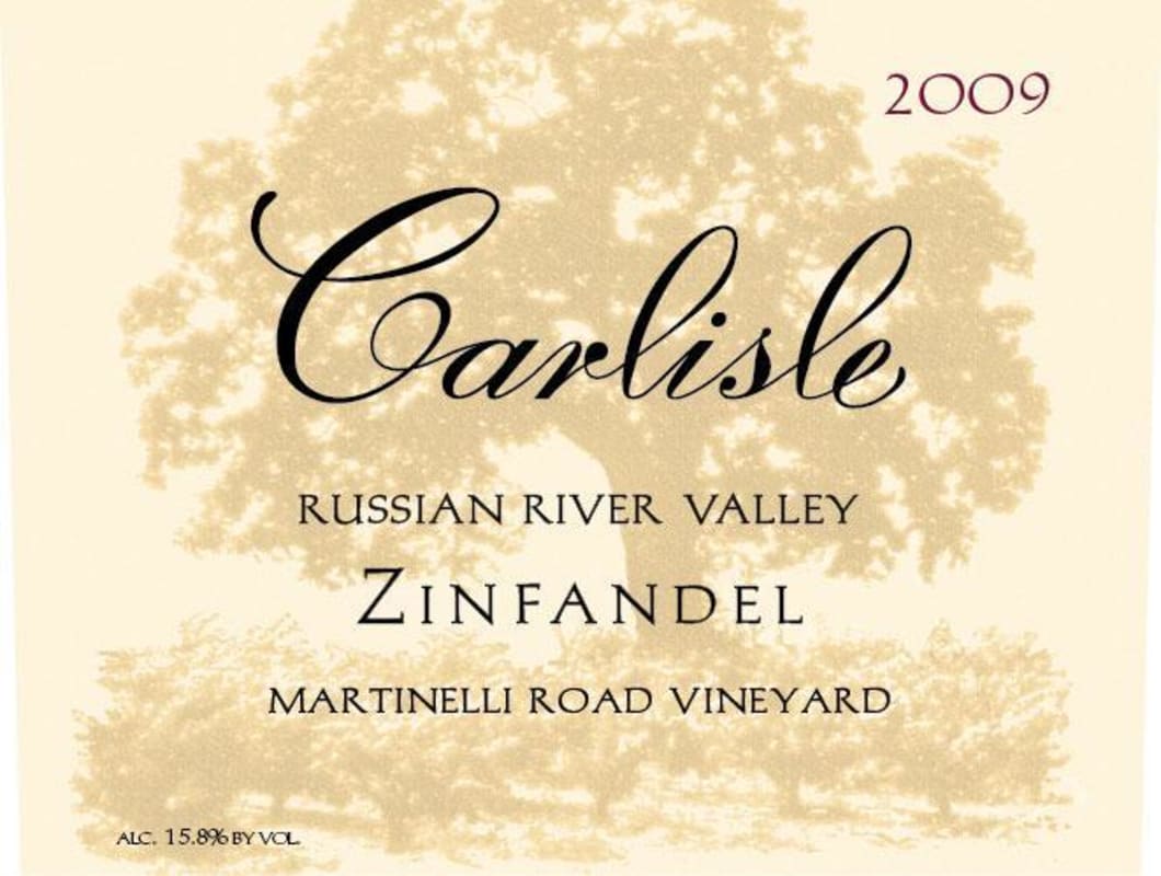 Carlisle Martinelli Road Vineyard Zinfandel 2009 Front Label