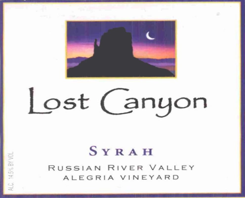 Lost Canyon Winery Allegria Vineyard Syrah 2003 Front Label