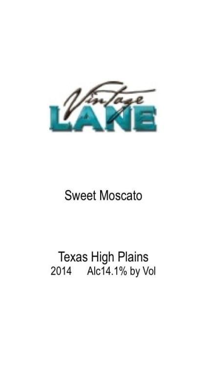 Lost Oak Winery Vintage Lane Sweet Moscato 2014 Front Label