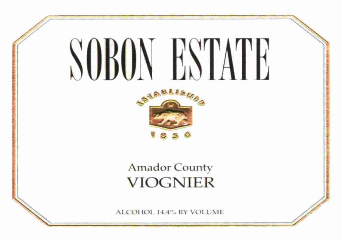 Sobon Estate Viognier 2015 Front Label