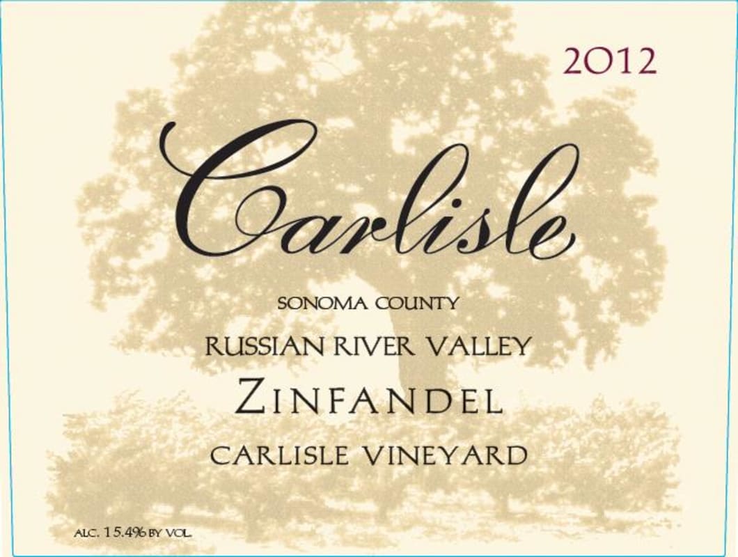 Carlisle Carlisle Vineyard Zinfandel 2012 Front Label