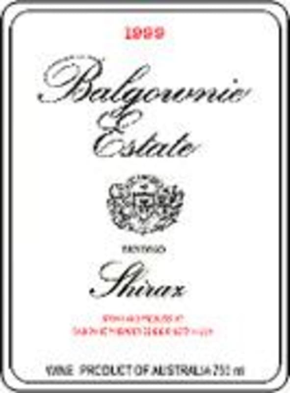 Balgownie Shiraz 1999 Front Label