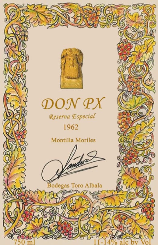 Toro Albala Don PX Reserva Especial 1962 Front Label
