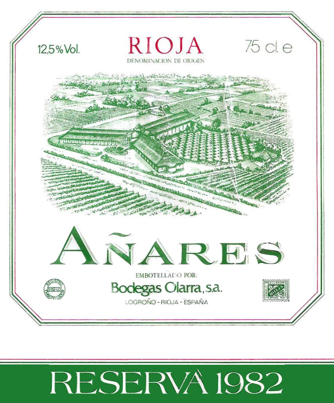 Bodegas Olarra Anares Reserva 1982 Front Label