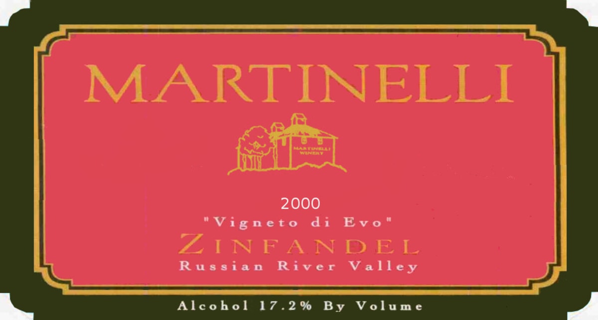 Martinelli Vigneto di Evo Zinfandel 2000 Front Label