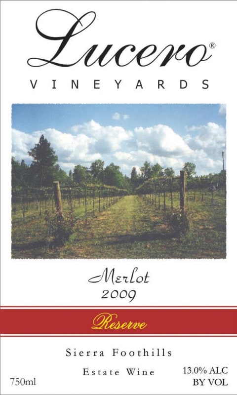Lucero Vineyards Reserve Merlot 2009 Front Label