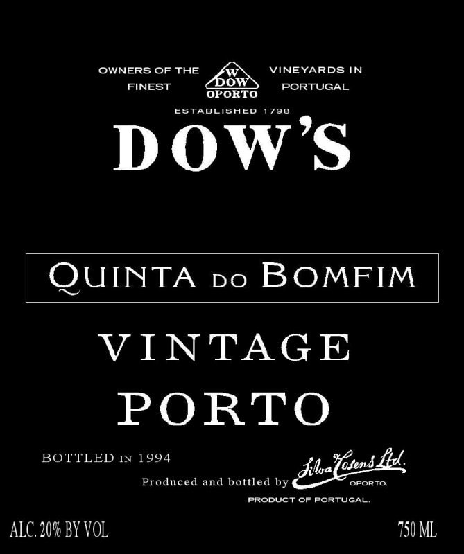Dow's Quinta do Bomfim Vintage Porto 1995 Front Label