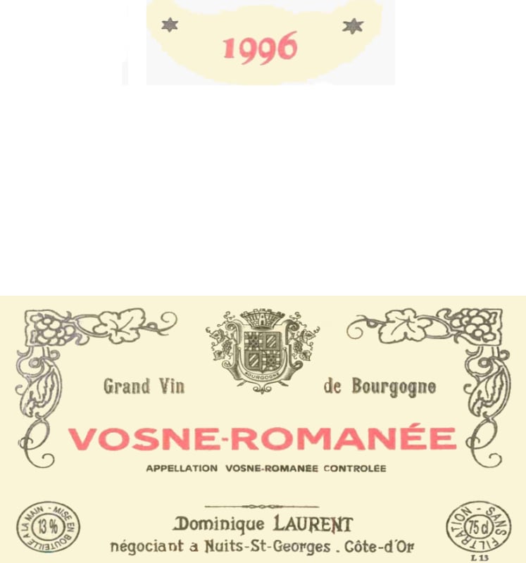 Dominique Laurent Vosne-Romanee 1996 Front Label