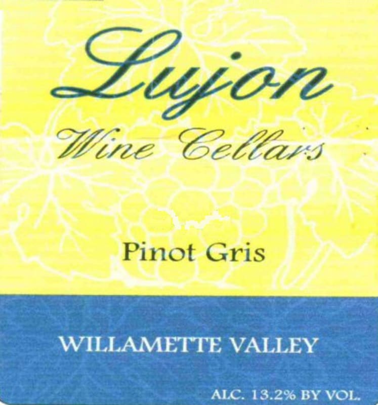 Lujon Wine Cellars Pinot Gris 2014 Front Label