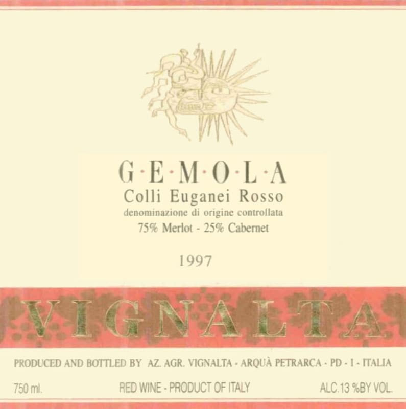 Vignalta Colli Euganei Gemola Rosso 1997 Front Label