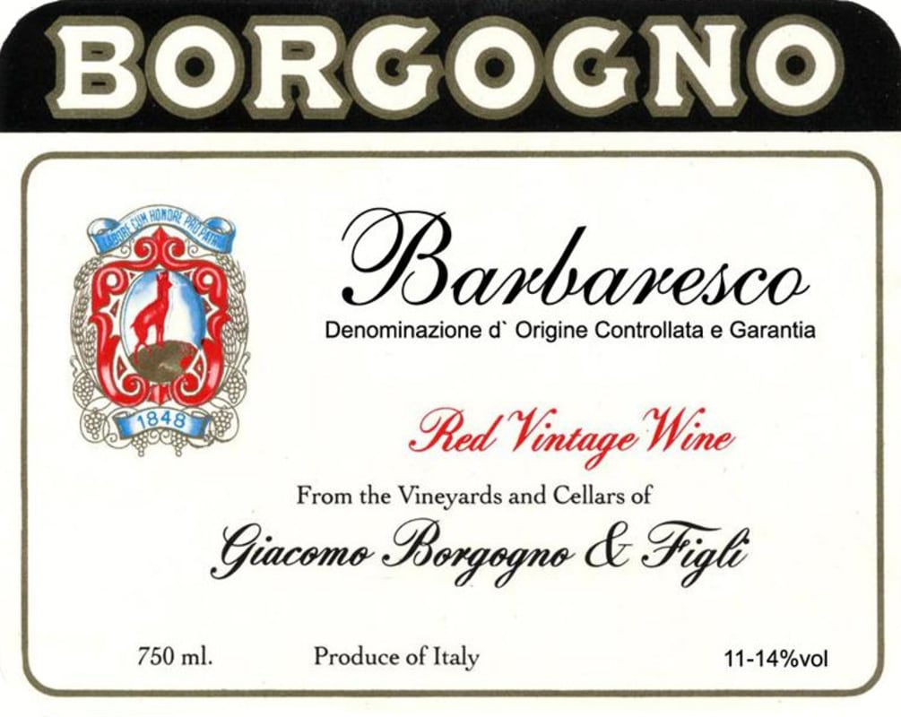 Borgogno Barbaresco 1997 Front Label