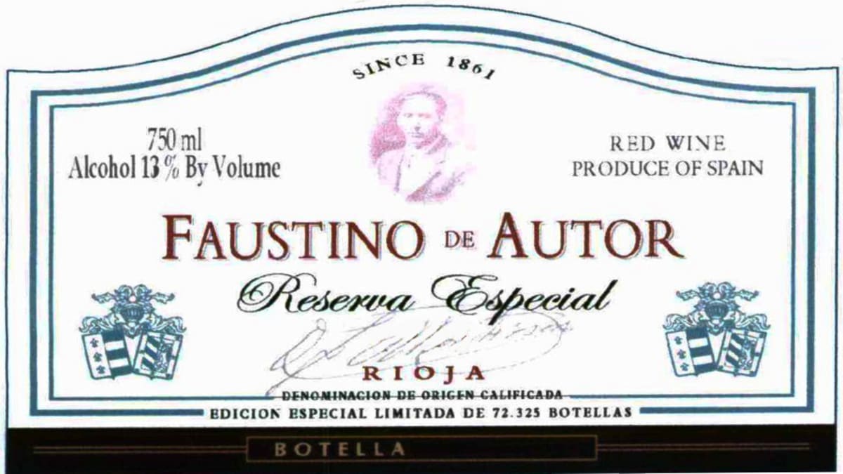 Faustino De Autor Reserva Especial 1998 Front Label