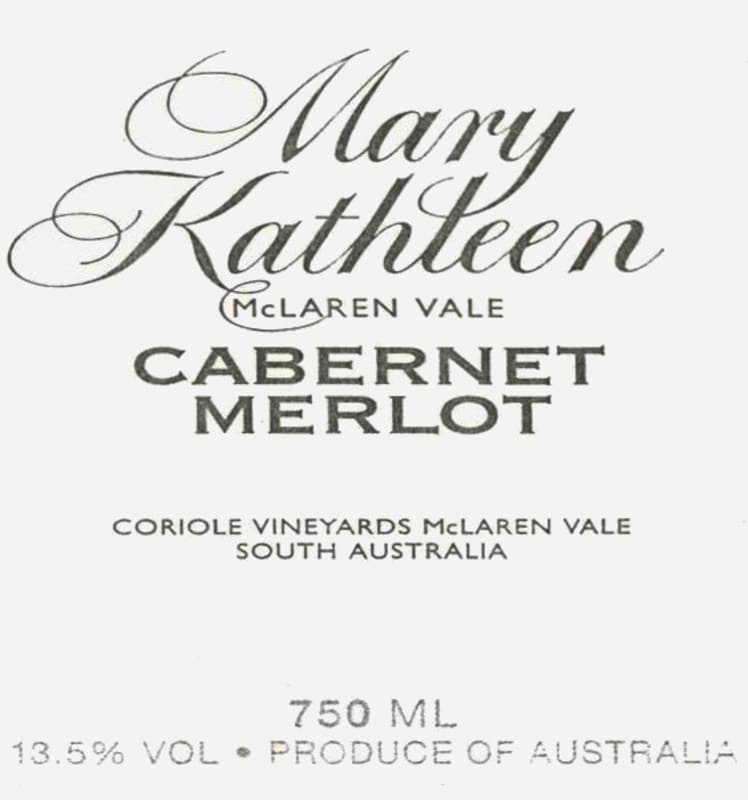 Coriole Vineyards Mary Kathleen 1999 Front Label