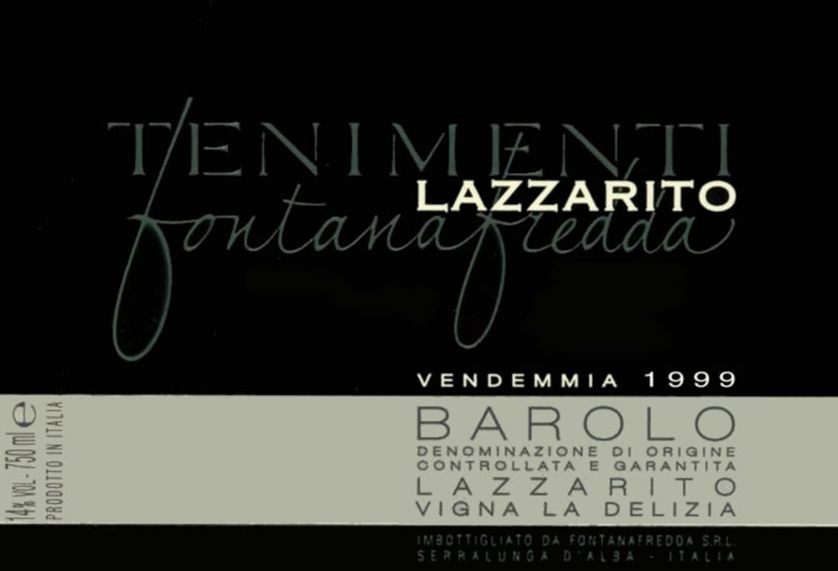 Fontanafredda Barolo Lazzarito Vigna La Delizia 1999 Front Label