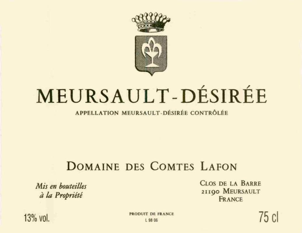 Domaine des Comtes Lafon Meursault Desiree 1999 Front Label