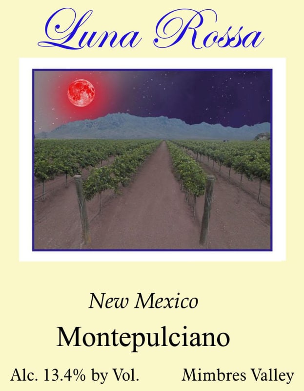 Luna Rossa Winery Montepulciano 2013 Front Label
