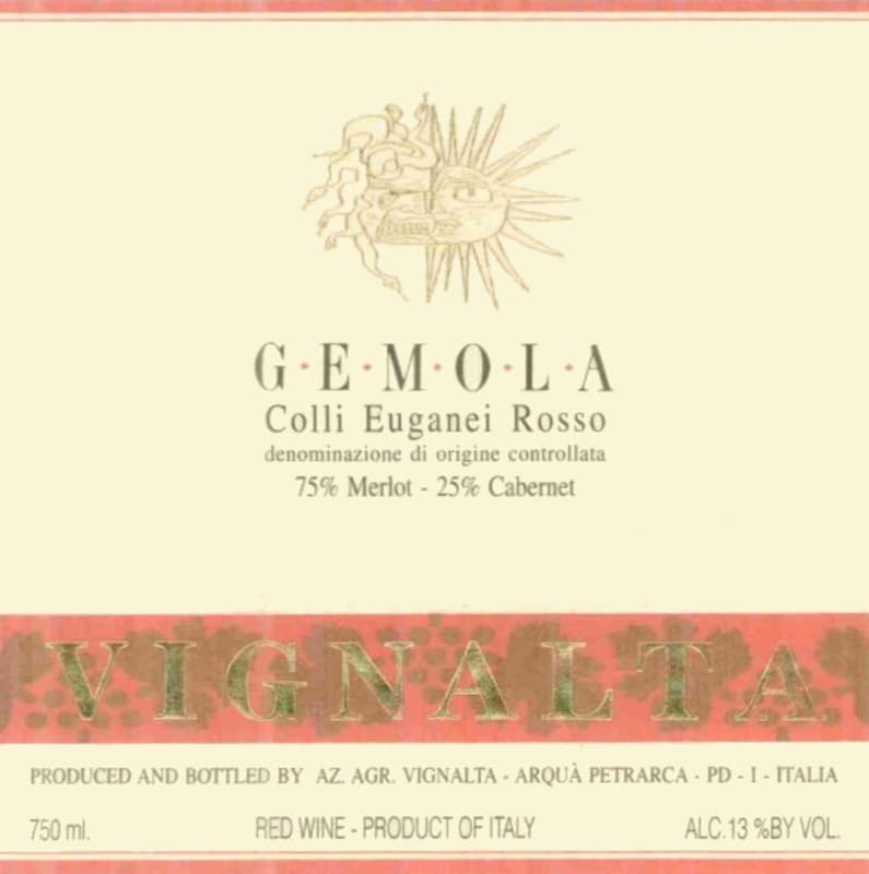 Vignalta Colli Euganei Gemola Rosso 1999 Front Label
