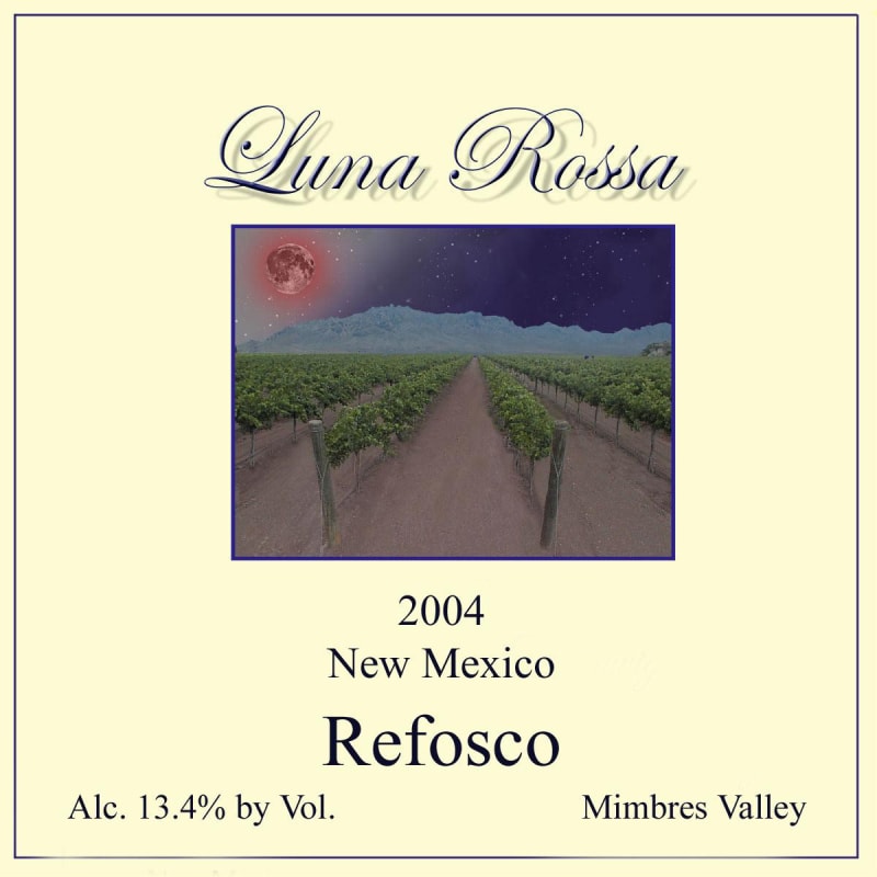 Luna Rossa Winery Refosco 2004 Front Label