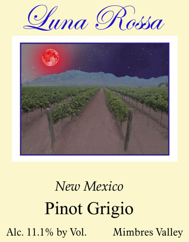 Luna Rossa Winery Pinot Grigio 2015 Front Label