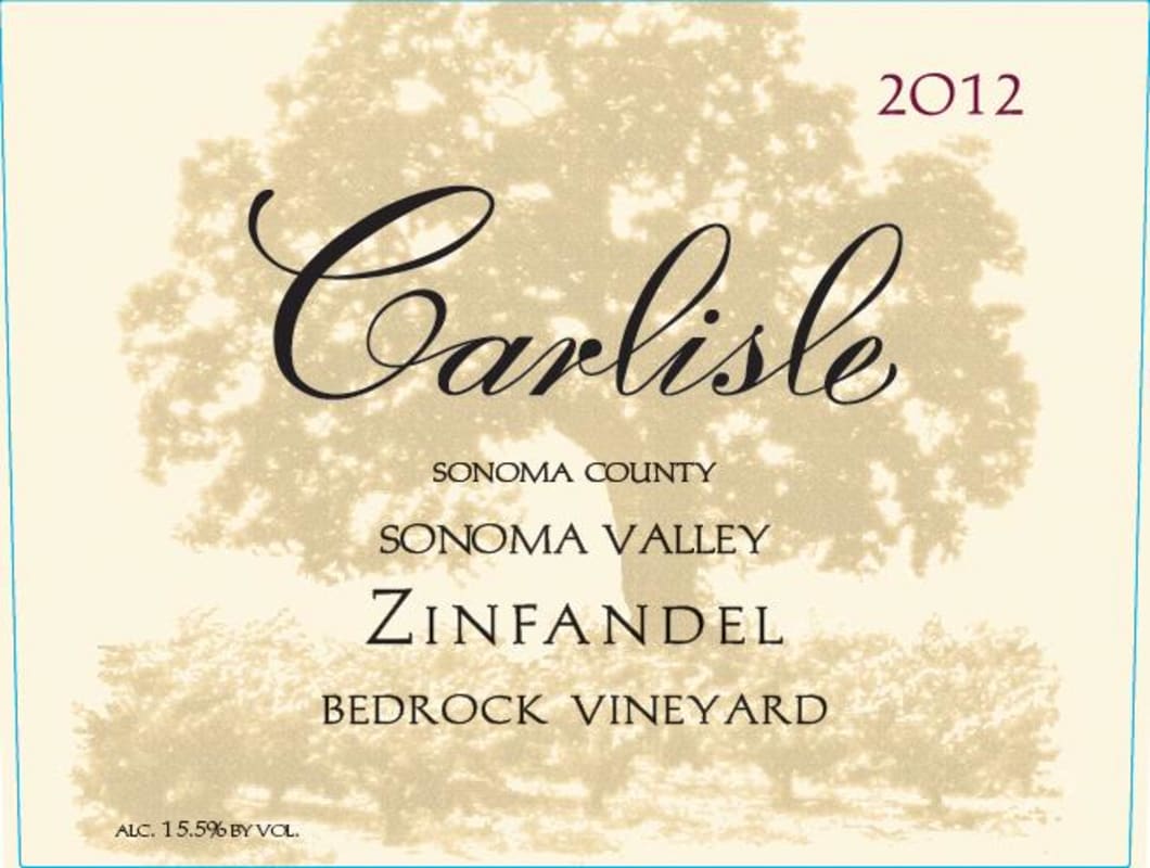 Carlisle Bedrock Vineyard Zinfandel 2012 Front Label