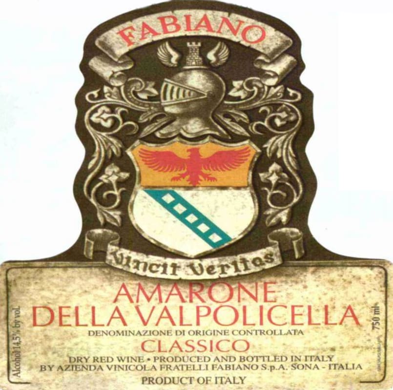 Fabiano Amarone Classico 2000 Front Label