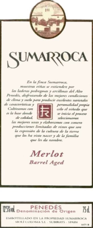Sumarroca Penedes Merlot 2000 Front Label