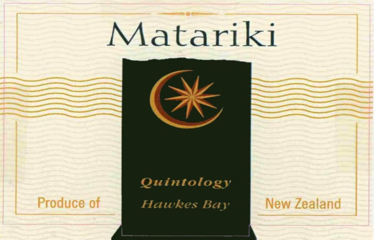 Matariki Quintology 2001 Front Label