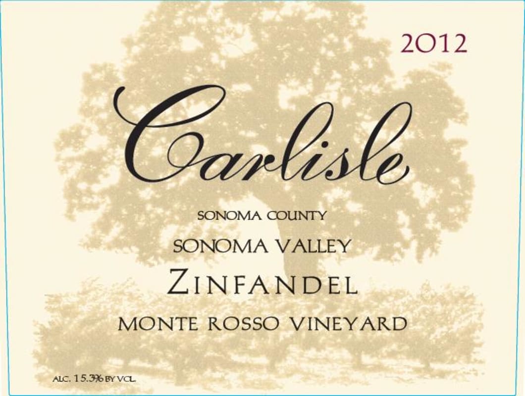 Carlisle Monte Rosso Vineyard Zinfandel 2012 Front Label
