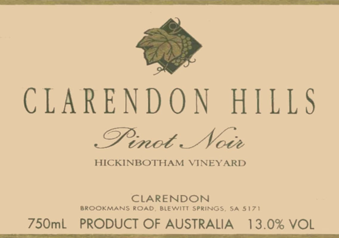 Clarendon Hills Hickinbotham Vineyard Pinot Noir 2001 Front Label
