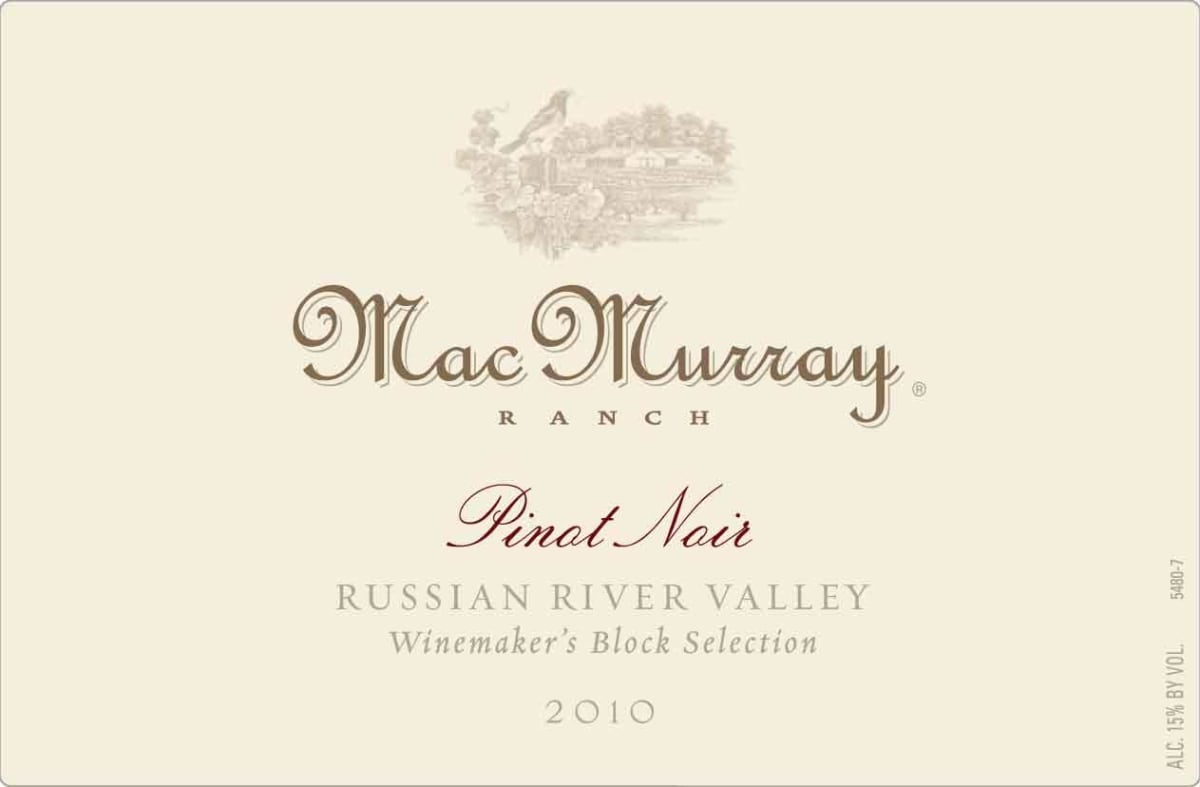 MacMurray Ranch Winemaker's Block Pinot Noir 2010 Front Label