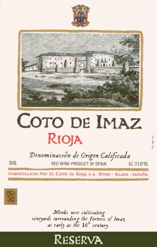 El Coto Coto de Imaz Reserva 2001 Front Label
