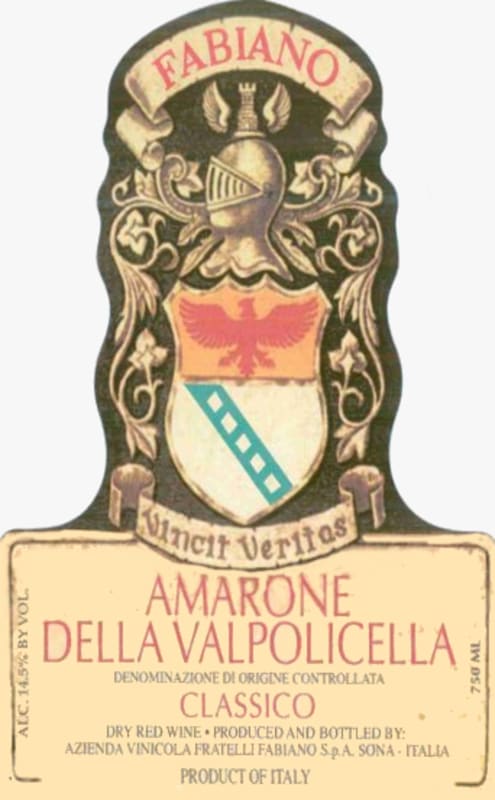 Fabiano Amarone Classico 2001 Front Label
