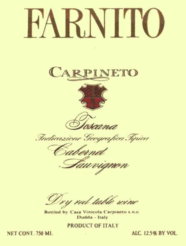 Carpineto Farnito Cabernet Sauvignon 2001 Front Label