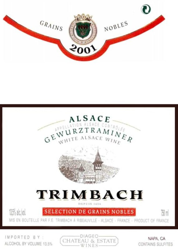 Maison Trimbach Sels Grains Nobles Gewurztraminer 2001 Front Label