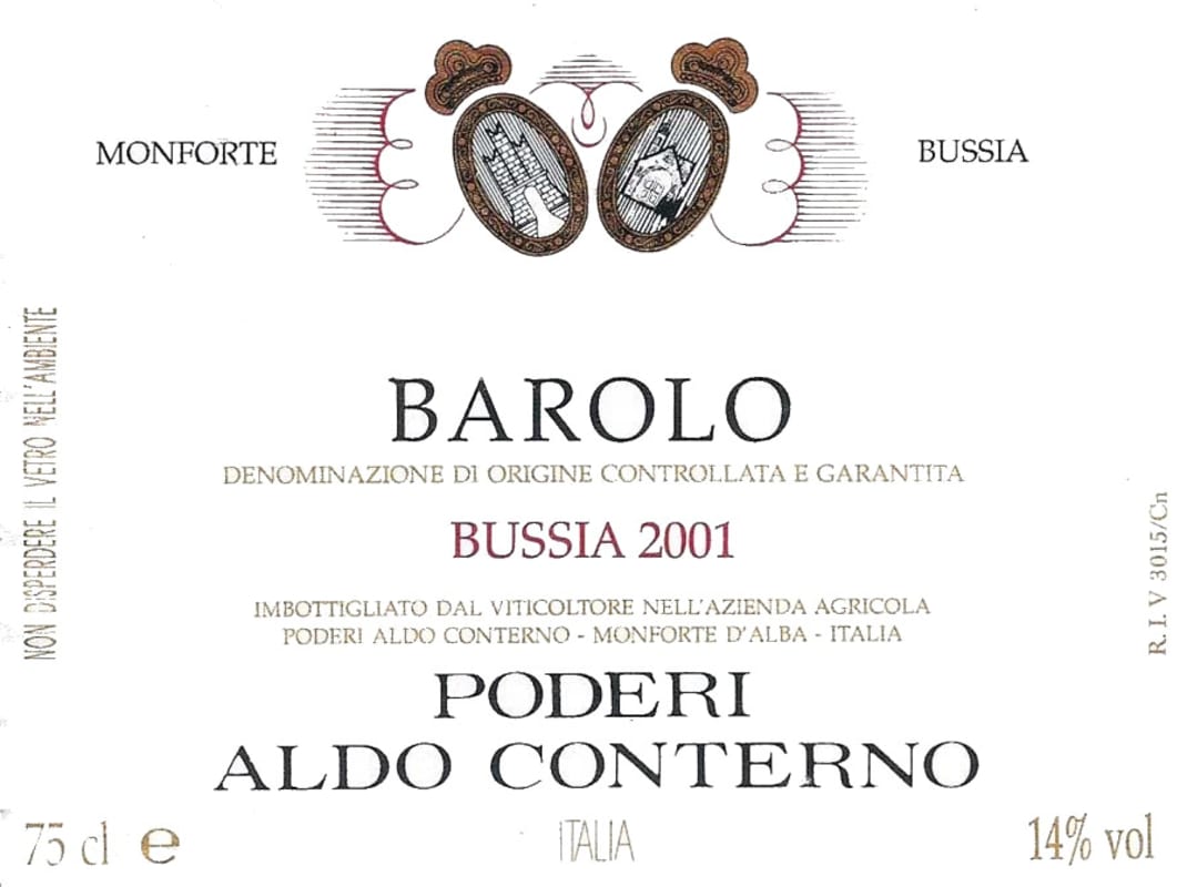 Aldo Conterno Barolo Bussia 2001 Front Label