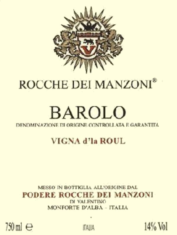 Rocche dei Manzoni Barolo Vigna d'la Roul 2001 Front Label