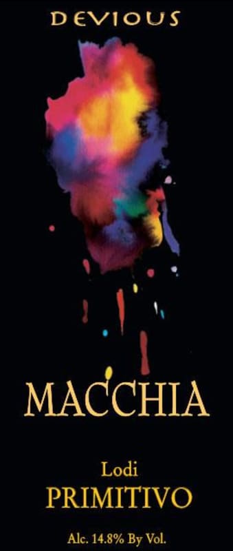 Macchia Winery Devious Primitivo 2013 Front Label