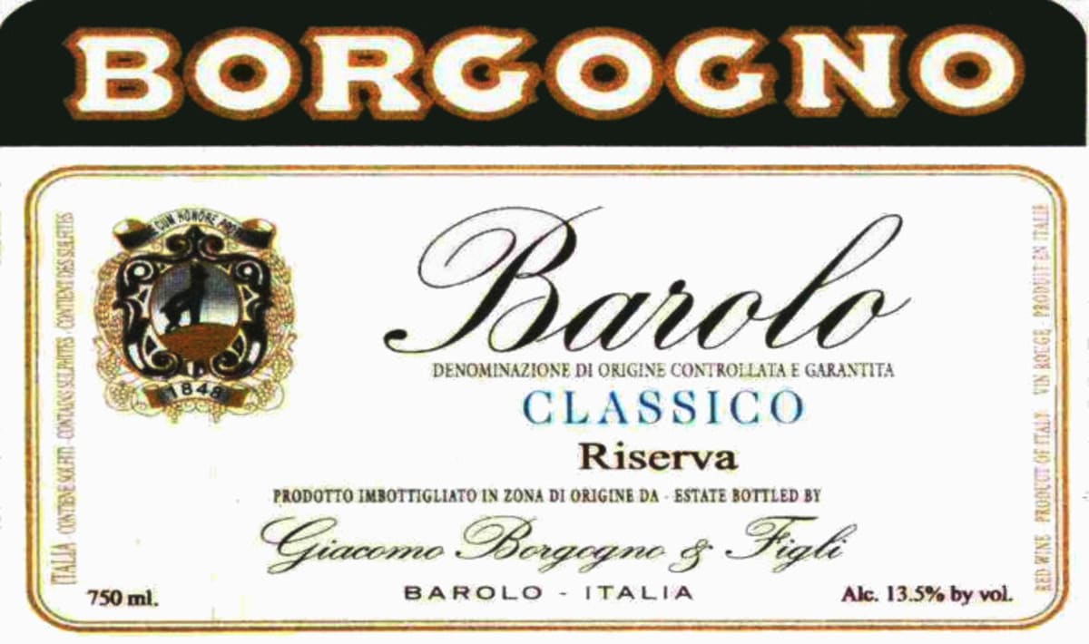 Borgogno Barolo Classico Riserva 2001 Front Label