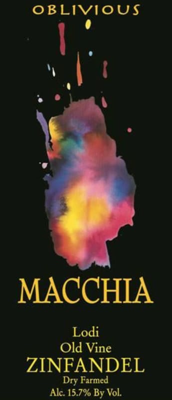 Macchia Winery Oblivious Old Vine Dry Farmed Zinfandel 2014 Front Label