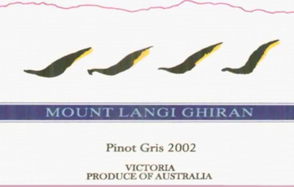 Mount Langi Ghiran Pinot Gris 2002 Front Label