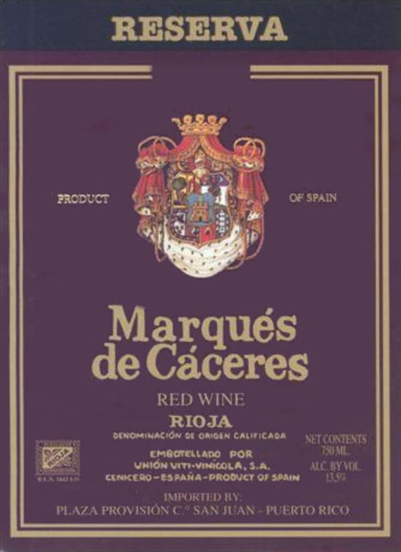 Marques de Caceres Rioja Reserva 2002 Front Label