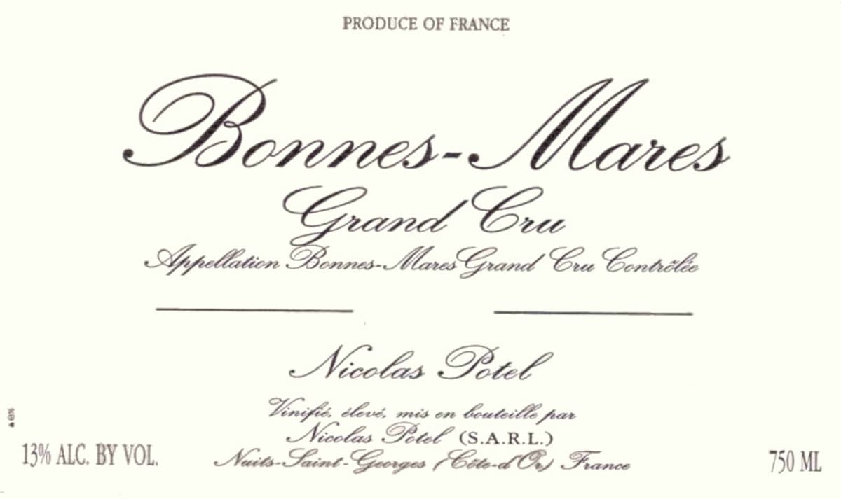 Nicolas Potel Bonnes-Mares Grand Cru 2002 Front Label