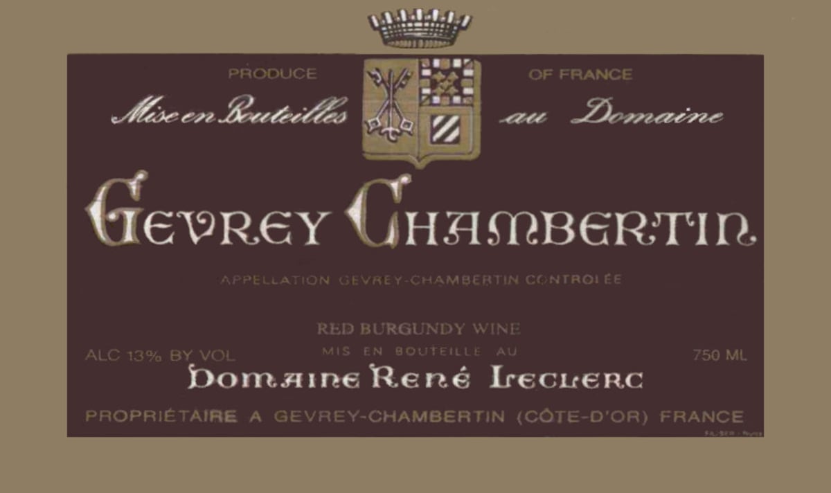 Rene Leclerc Gevrey Chambertin A.C. 2002 Front Label